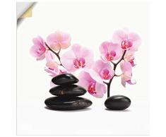 Artland Wandbild selbstklebend Vinylfolie 50x50 cm Wanddeko Wandtattoo Asiatische Motive Wellness Zen Steine Orchideen Asien T6BI