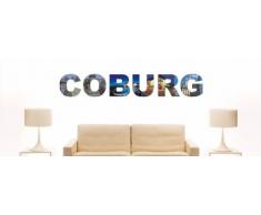 Wandtattoo farbige Wandschrift Städtename Coburg mit Sehenswürdigkeiten 96 x 15 cm Länge