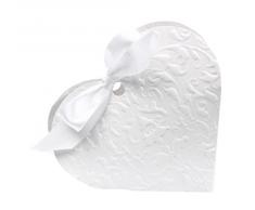 50 Stück Herz (weiß) mit Schleife Hochzeit Party Dekoration Gastgeschenk