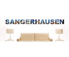 Wandtattoo farbige Wandschrift Städtename Sangerhausen mit Sehenswürdigkeiten 80 x 6 cm Länge