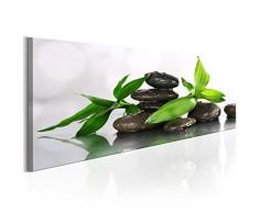 murando - Bilder 150x50 cm Vlies Leinwandbild 1 TLG Kunstdruck modern Wandbilder XXL Wanddekoration Design Wand Bild - Natur Babmus Feng Shui Spa Steine grün weiß b-B-0206-b-a
