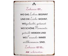 IB Laursen - Metallschild, Schild - Text: Zuhause ist wo. - 35 x 26,5 cm