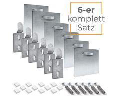 Alu Dibond und Acrylglasbild Befestigungsset komplett für Bilder und Spiegel - Spiegelhalterung Bildaufhänger Haftblech Wand-Halterung (6-er Set)