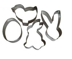 ROYAL HOUSEWARE 4er Set Edelstahl Ostern Plätzchen Ausstecher Osterhase Ei Häschen Plätzchenform Keksform Keksausstecher Oster Keks Backen Stempel Ostern