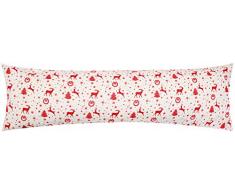 Heubergshop Winter Flanell Seitenschläferkissen Bezug 40x145cm - Weihnachten, Rentier, Christbaum, Elch - 100% Baumwolle Stillkissenbezug Weich und Warm (F-412-1)