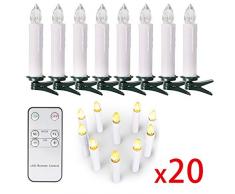 10/20/ 30/40 er Weinachten LED Kerzen Lichterkette Kerzen Weihnachtskerzen Weihnachtsbaum Kerzen mit Fernbedienung Kabellos (Beige, 20er)