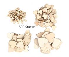 ZesNice Streudeko Hochzeit, 500 Stück Holz Herzen Scheiben Naturholzscheiben unlackiert Holzherzen für Tischdeko DIY Handwerk Verzierungen(Gemischt 4 Größen: 1cm 2cm 3cm 4cm)