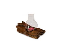 Kinaree Wurzelholz Windlicht mit Glas - 15x15cm Teak Teelicht für eine Kertze als Tischdeko