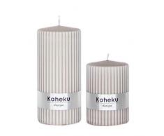 Kerzen-Set Rillenkerzen Stumpen-Kerzen Taupe beige braun & weiß Tisch-Deko Hochzeits-Dekoration Gedeckter Tisch Oster-Deko Konfirmation Kommunion Taufe Weihnachten Geburtstags-Deko Wohnungsdekoration