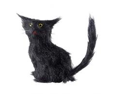 NET TOYS Schwarze Deko-Katze | 12 cm hoch in schwarz | Schaurige Party-Dekoration Dekofigur Garten | Wie geschaffen für Halloween & Gruselparty