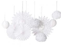 Easy Joy Weiße Papier-Dekoration Pompoms Dekobälle Hochzeitsdeko