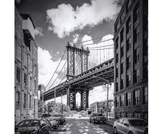 Artland Qualitätsbilder I Poster Kunstdruck Bilder 100x100 cm Städte Amerika Fotografie Schwarz Weiß H5XV New York City Manhattan Bridge | Monochrom
