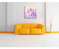 Lavendel im Retro Look, Format: 70x70 auf Leinwand, XXL riesige Bilder fertig gerahmt mit Keilrahmen, Kunstdruck auf Wandbild mit Rahmen, günstiger als Gemälde oder Ölbild, kein Poster oder Plakat