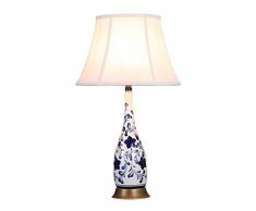 CKH Schlafzimmer Nachttischlampe Keramik Tischlampe Blau und Weiß Porzellanvase Wohnzimmer Retro Blau Chinesische Klassische Lampen