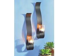 Dekoratives 2er Set Wandkerzenhalter für Teelichter aus Metall für Teelichter