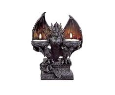 A.G.S. Drachen Teelichthalter für 2 Teelichter Halloween Gothic Dragon Deko Drachenfigur