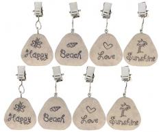 com-four® 8x Tischdeckenbeschwerer mit Klammern - Tischtuchgewichte in Stein Optik (8 Stück - Stein)