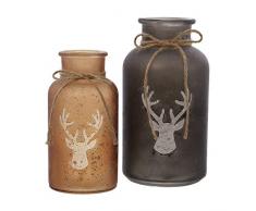 FRANK FLECHTWAREN Deko-Vase Hirsch im 2er Set