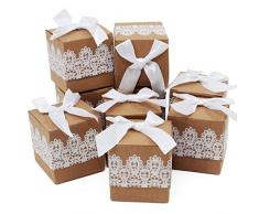 HSeaMall Kraft Papier Candy, Geschenk-Box Kissen Box für Hochzeit Geburtstag Party 50 - Quadrat