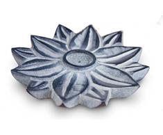 Räucherstäbchenhalter rund Räucherhalter Lotusblume aus Speckstein grau Ø 10 cm, Stäbchenhalter Halter zum Räuchern der Räucherstäbchen