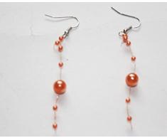 2 Ohrringe mit Perlengirlanden - Hochzeit Farbe orange