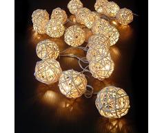20 LED Rattan Lichterkette Ball Fairy Light String Weihnachtsdeko/Hochzeiten/Geburtstag/Party (Warmweiss)