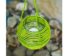 Gartenwindlicht mit Teelicht Einsatz aus Glas - D 12,5 cm - Limette