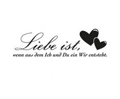Wandkings Wandaufkleber Wandtattoo - 50 x 15 cm - Spruch Liebe ist, wenn aus dem Ich und Du ein Wir entsteht.