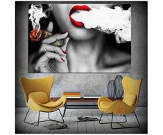 YIYAOFBH Leinwandbild Wandbilder drucken Wandbilder drucken auf Leinwand Idea Kreative Dekoration und Poster Räucherfrau 60x80cm (23,6x31,5) mit Rahmen