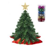 Prextex 56cm Mini-Weihnachtsbaum Set für Tische mit Stern-Baumspitze und hängendem Baumschmuck für DIY-Weihnachtsdekoration