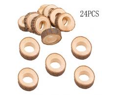 24 Stücke Serviettenringe Holz Holz Serviette Ring als ideale Eierhalter Eierbeche DIY Basteln Kits Hochzeit Pary Tisch Ornament für Hotel Hochzeit Geburtstag Weihnachten Party Tisch Dekoration