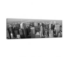 Keilrahmenbild - Skyline von New York - Bild auf Leinwand 120 x 40 cm - Leinwandbilder Bilder als Leinwanddruck Städte & Kulturen Amerika - New York - Manhattan - schwarz weiß