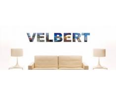 Wandtattoo farbige Wandschrift Städtename Velbert mit Sehenswürdigkeiten 80 x 11 cm Länge