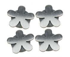 Venilia Tischtuchbeschwerer Tischtuchhalter Tischdeckengewichte, 4Stk, Metall, Silber, 5 x 5,5 x 0,5 cm, 54205, Blume Magnet