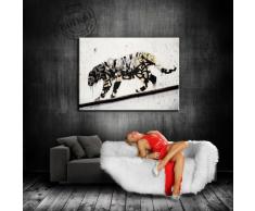 Graffiti, BANKSY , tiGer-spRay-coLour-blAck Druck auf leinwand - BANKSY Bild 120x80cm k. Poster ! Bild fertig auf Keilrahmen ! #90 Pop Art Gemälde Kunstdrucke, Wandbilder, Bilder zur Dekoration - Deko / Top 200 Banksy Streetart Wandbilder