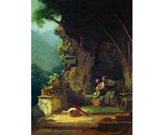 Artland Alte Meister Bild Carl Spitzweg Wandbild 120 x 90 cm Der verliebte Einsiedler Leinwandbild Romantik Kunst B4KX