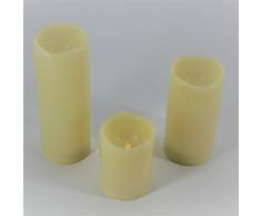 Home Point 3er Set Romantische LED Kerzen - Größe 10 cm / 15 cm / 20 cm hoch - dekorative und stromsparende LED Technik inkl. Timer - Kerze flackernd - für Innen und Außen - Outdoor