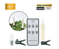 12 LED-Kerzen kabellos inklusive Fernbedienung | Weihnachtsbaum-Lichterkette mit warm-weißen Licht für fröhliche Stimmung - Perfekt für Tannenbaum, Christbaum-Schmuck, Dekoration, Weihnachtsfeier