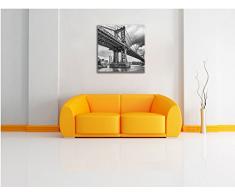 Manhattan Bridge New York, Format: 60x60 auf Leinwand, XXL riesige Bilder fertig gerahmt mit Keilrahmen, Kunstdruck auf Wandbild mit Rahmen, günstiger als Gemälde oder Ölbild, kein Poster oder Plakat