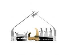 Alessi Bark Crib BM09 - Design Weihnachtskrippe Reproduktion mit goldenen Details, Edelstahl, Poliert