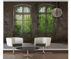 awallo Fototapete «Alte Fenster» in Beige, Braun, Grün, Vliestapete 350x255cm | XXL Bild-Tapete Wand-Bild Digitaldruck