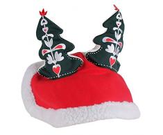 QHP Pferde-Hut für Ihr Weihnachts-Outfit rot weißer Plüschrand Christbaum-Ohren (Pony)