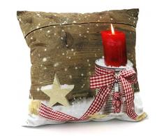 heimtexland ® Dekokissen Weihnachten 40x40 cm Fotodruck Hüttenstil Kissenhülle rot Landhaus Weihnachtskissen Weihnachtsdeko Kissen Typ590