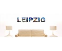 Wandtattoo farbige Wandschrift Städtename Leipzig mit Sehenswürdigkeiten 80 x 14 cm Länge