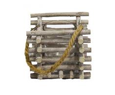 Holzwindlicht mit Henkel Glas Einsatz 14x12 cm Windlicht Teelichthalter Laterne