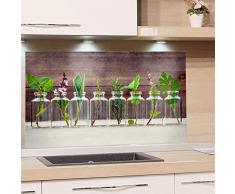 GRAZDesign Spritzschutz Glas für Küche, Herd Bild-Motiv Kräuter im Glas Küchenrückwand Küchenspiegel Glasrückwand (80x60cm)