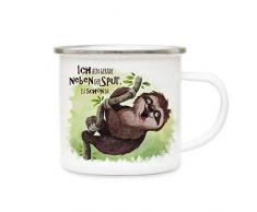 ilka parey wandtattoo-welt Emaillebecher Becher Tasse Camping mit Faultier & Spruch Bin neben der Spur schön da Kaffeetasse Geschenk Spruchbecher eb316