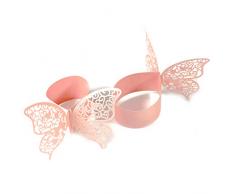 Dokpav 50 Stück Schmetterling Papier Serviettenring für Hochzeit, Taufe, Kommunion, Graduierung, Geburtstag, Weihnachten, bankett Party Tischdekoration (Rosa)