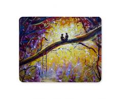 Lovers in Forest Schöne Ölgemälde Romantik Landschaft Kunst Rechteck Rutschfestes Gummi Komfortable Computer Mauspad Gaming Mousepad Matte für Büro Home Frau Mann Angestellter Chef Arbeit
