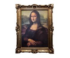 Made in Italy Mona Lisa Bild mit Barock Rahmen Wandbild von Leonardo da Vinci 70x90cm Kunstdrucke Gemälde Retro Repro Antik für Home Büro Praxis Café